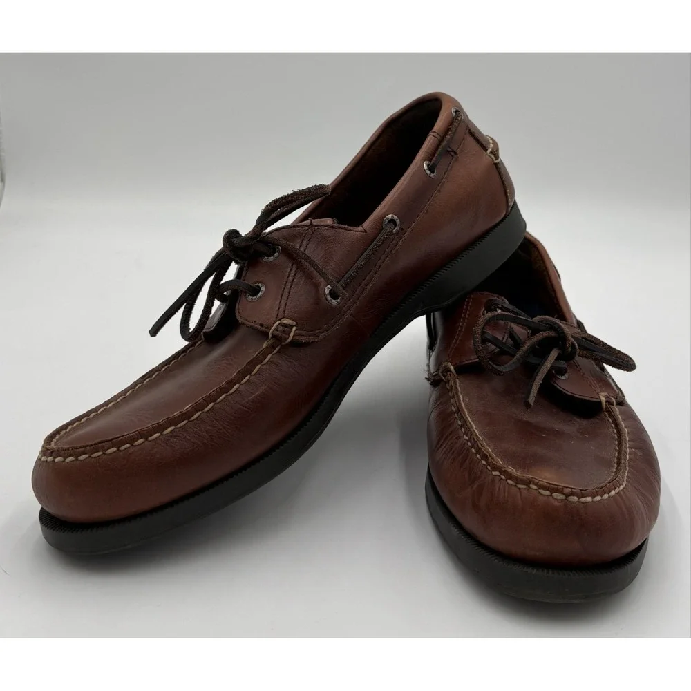 DOCKERS‎ Boat Shoe Leather Handsewn Rust Brown Men's Size 12M 090-1499